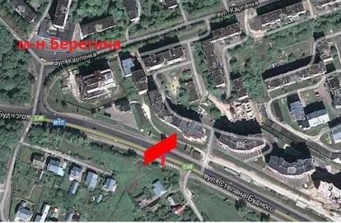 Білборд, Бігборд (Борд)  A у Тернополі, 3х6  вул. С. Будного - на спуску до перехрестя ринок-с.Петрики зправа схема