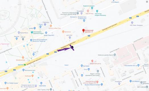 Призма A в Киеве пр. Броварський, 31/33 навпроти, АЗС КЛО - 298970 схема