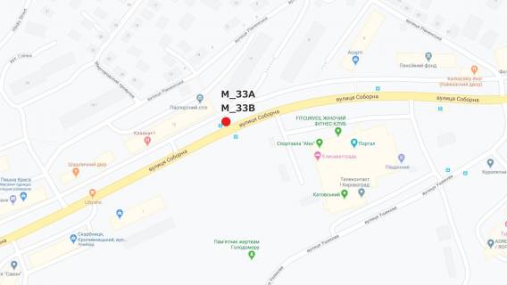 Білборд, Бігборд (Борд)  A у Кропивницький (Кіровоград), 3x6  вул. Соборна (супермаркет "Копілка", кінотеатр "Портал") схема