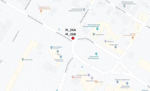 Билборд B в Кропивницкий (Кировоград) пр.Винниченка - пл. Б.Хмельницького схема