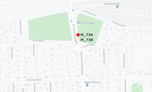 Билборд A в Кропивницкий (Кировоград) Юрія Шевельова вузл. (Салтикова-Щедрина) (заправка БРСМ) схема