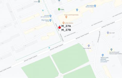 Білборд, Бігборд (Борд)  A у Кропивницький (Кіровоград), 3x6  вул. Пацаєва (РЦ "Крейзіленд", супермаркет "АТБ") схема