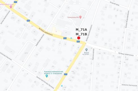 Білборд, Бігборд (Борд)  B у Кропивницький (Кіровоград) вул. Шевченка - вул. Кропивницького (полікліника №3) схема