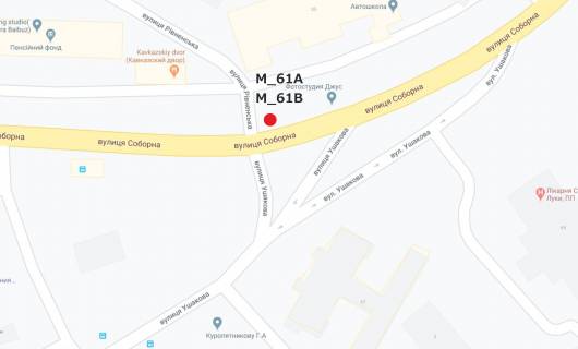 Билборд B в Кропивницкий (Кировоград) вул. Соборна (навпроти клініки "Ацинус) схема