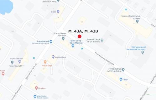 Билборд B в Кропивницкий (Кировоград) пров. Училищний - вул.Вокзальна (навпротив заправки ОККО) схема