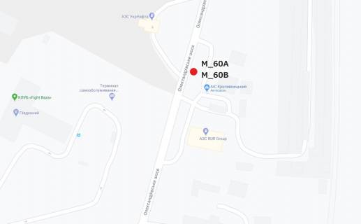 Билборд A в Кропивницкий (Кировоград), 3x6  вул. Олександрійське шосе (заправка RUR, Укрнафта) виїзд із міста схема