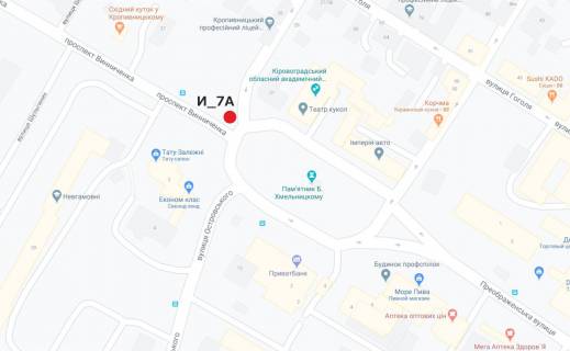 Билборд A в Кропивницкий (Кировоград), 3x6  пл. Богдана Хмельницького-вул. В.Панченка (Декабристів) схема