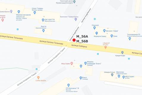 Билборд A в Кропивницкий (Кировоград), 3x6  вул. Андріївська - вул.Соборна ("Критий ринок") схема