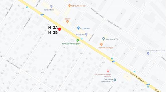 Билборд A в Кропивницкий (Кировоград), 3x6  Героїв-земляків вул. (Короленка) (навпроти супермаркет АТБ, фанклуб) схема