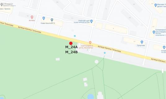 Билборд B в Кропивницкий (Кировоград) вул. Євгена Тельнова (зупинка Дендропарк) схема