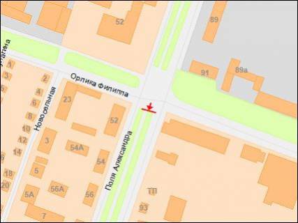 Білборд, Бігборд (Борд)  Р/П у Дніпро (Дніпропетровськ), 3,2х6,2  Поля ін. - Орлика ін., З центру схема