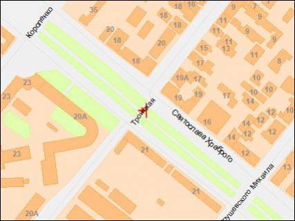 Білборд, Бігборд (Борд)  Р/П у Дніпро (Дніпропетровськ), 3,2х6,2  Святослава Хороброго вул., 21 - Червона вул., В центр схема