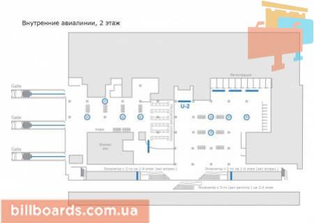 Нестандарт  у Борисполі, 8,3х3,03 м  Брендування скла в зоні реєстрації вильоту, праворуч від контролю (внутрішні рейси) схема