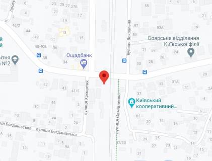 Билборд A в Боярке, 3х6  м. Боярка, вул. М. Грушевского, 30/вул. Хрещатик/вул. Вокзальна. ЖД переїзд. схема