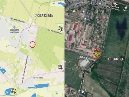 Билборд B в Гостомеле, Щит3х6  Гостомель, вул.Остромирська (біля в/ч 3018 НГУ) схема