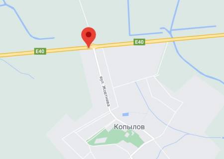 Нестандарт A в Копилів (Київська обл.), 2х16  М-06 Житомирська траса 46+370 км від КПП. Пятнадцятий від Києва, с. Копилів, поворот на с. Маковище - зупинка, напрямок - в Київ схема
