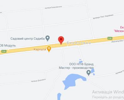 Нестандарт A в Березовке, 2х16  М-06 Житомирська траса 37+896 км від КПП. Чотирнадцятий від Києва, с. Березівка, Садов центр Садиба, напрямок - з Києва схема