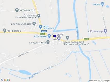 Білборд, Бігборд (Борд)  B у Гостомелі, 3х6  м. Гостомель вул. Чкалова, 11-А. вїзд в м. Ірпінь біля заправки ОККО схема