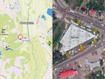 Білборд, Бігборд (Борд)  A у Гостомелі, Щит3х6  Гостомель, вул. Чкалова (біля ТЦ City Market) схема