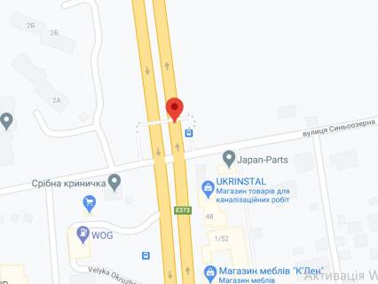 Нестандарт A у Києві, 2х8  пр. Академіка Палладіна, заїзд до ТРЦ Lavina Mall,Ашан, АЗС WOG, в напрямку Пуща-Водиці (права сторона) схема