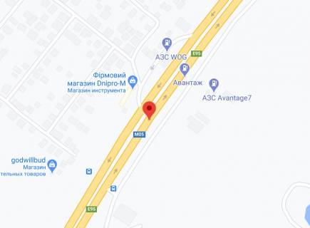 Нестандарт A в с. Вита-Почтовая, 2х16  М-05 Одеська тр. - 6км від КПП. Четвертий  від Києва - с. Віта-Поштова, поворот на  с. Круглик, зупинка, заправка WOG Магазин Днипро М, в напрямку Києва схема