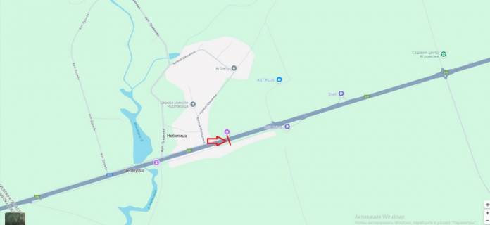 Нестандарт A в Київських трасах, 2х16  М-06 Житомирська траса  66+300 від КПП, Вісімнадцятий  від Києва, с Небелиці в напрямку Києва схема