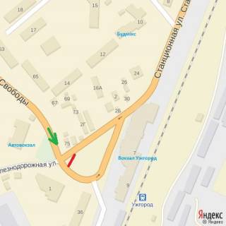 Билборд B в Ужгороде пл.Г.Кірпи-просп.Свободи, Залізн.вокзал,Автовокзал-на Cтанційну схема