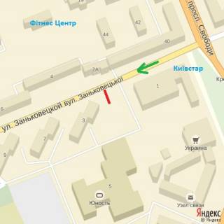 Білборд, Бігборд (Борд)  B у Ужгороді вул.Заньковецької,3,в сторону вул.Грушевського схема