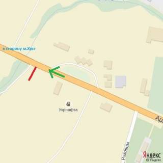 Билборд B в Тячеве вул.Армійська (АЗС),виїзд з міста в сторону с.Буштино, м.Хуст схема