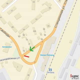 Білборд, Бігборд (Борд)  B у Ужгороді пл.Г.Кірпи-просп.Свободи, Залізн.вокзал,Автовокзал-на пр.Свободи схема