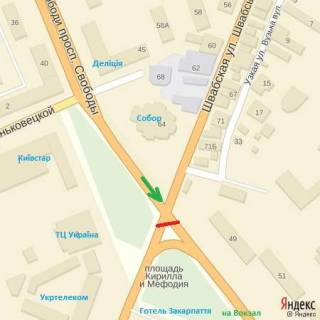 Билборд A в Ужгороде пр.Свободи-Минайська-Швабська(перехрестя) схема