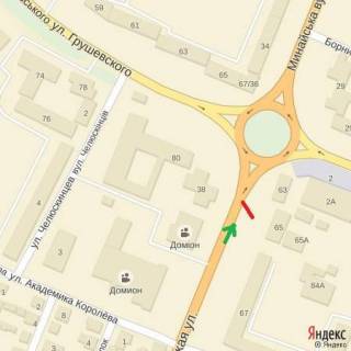 Билборд A в Ужгороде вул.Минайська,67(навпроти рест.Рубін), напрям-вул.Грушевського схема