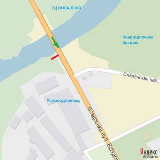 Билборд A в Ужгороде вул.Баб'яка(новий трансп.міст), район ТЦ Нова лінія, напрям-вул.Воз'єднання, Капушанська схема