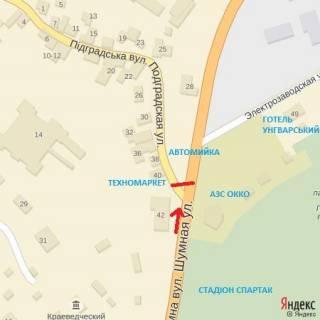 Білборд, Бігборд (Борд)  A у Ужгороді вул.Шумна-Підградська-Електрозаводська(автомийка) схема