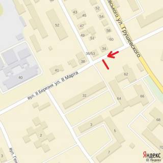 Билборд B в Ужгороде вул.8.Березня,64-Грушевського-Міксата,напрям-Легоцького схема