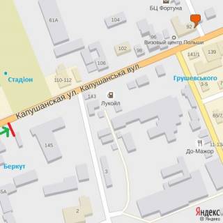 Билборд A в Ужгороде вул.Капушанська,145(ТКБеркут),в сторону просп.Свободи схема
