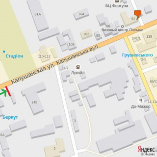 Билборд A в Ужгороде вул.Капушанська,145(ТКБеркут),в сторону просп.Свободи схема