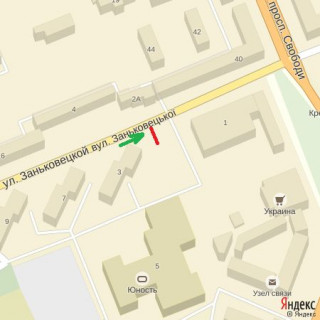 Билборд A в Ужгороде вул.Заньковецької,3,в сторону просп.Свободи схема