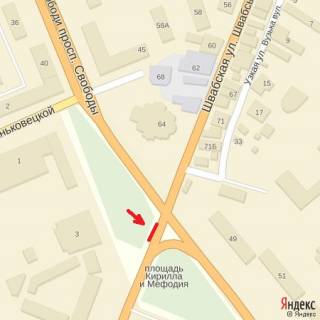 Билборд B в Ужгороде пл.Кирила і Мефодія, піш.перехід, автоб,зуп, ТЦ Україна, напр.-просп.Свободи схема