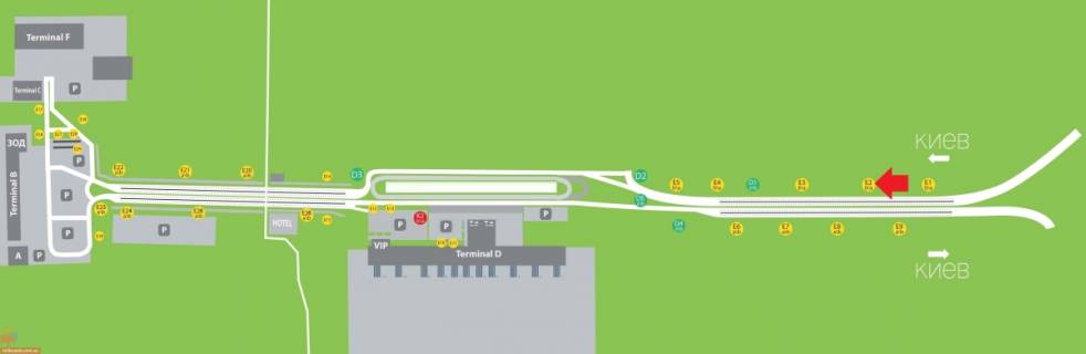 Беклайт A у Борисполі Аеропорт "Бориспіль". Горізональний Беклайт у напрямку руху в аеропорт схема