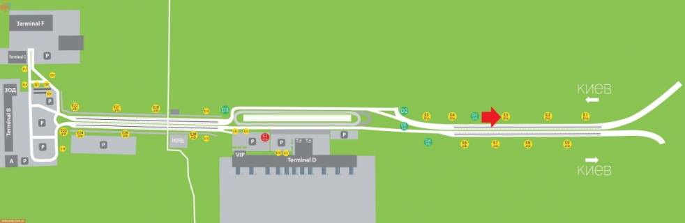 Бэклайт B в Борисполе Аэропорт "Борисполь". Горизональный бэклайт по направлению движения из аэропорта схема