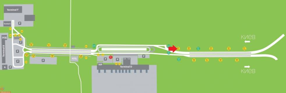 Бэклайт B в Борисполе Аэропорт "Борисполь". Горизональный бэклайт по направлению движения из аэропорта схема