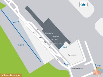 Билборд A в Львове, 3х6  Аеропорт «Львів» (навпроти терміналу) схема