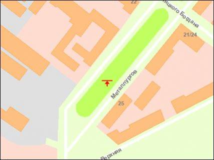 Билборд A в Запорожье пр.Металургів -д23.25, (средній), рух до пр.Соборного схема