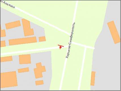 Білборд, Бігборд (Борд)  B у Запоріжжі тр. Харьків-Сімферополь - вул.Олексія Поради, ст.Б схема