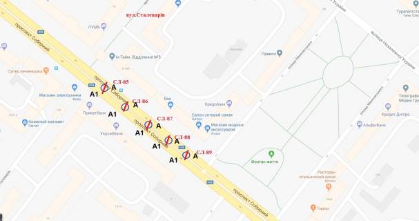 Ситилайт Р/П в Запорожье, 1.8x1.2  вул. Сталеварів — вул. Маяковського схема