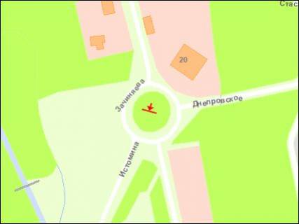 Билборд A в Запорожье вул.Істоміна - вул.Гладкова (коло), обличчям на вул.Зачінаєва схема