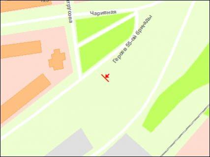 Білборд, Бігборд (Борд)  B у Запоріжжі вул.Чаривна — вул.Героїв 55 бригади, ст.Б схема