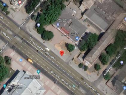 Бэклайт A в Запорожье пр.Соборний — вул.Фанатська (Добролюбова)-АБВ, ст.А (площина під банер553х264; рамка 563х274) схема