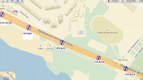 Призматрон, Призма B у Запоріжжі Набережна магістраль  – каскад «Веселка», напр. руху до вокзалу (призматрон) - 442618 схема